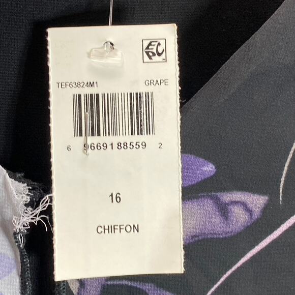 CONNECTED APPAREL Women's Grape Floral-Print Sleeveless Chiffon Overlay Dress - Picture 12 of 14